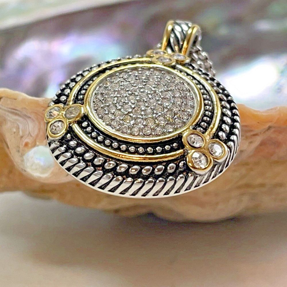 Emma Skye 17” Necklace & Pendant Yellow Plate Stainless Steele Cubic Zirconia